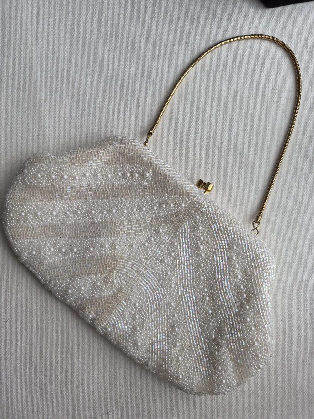 Vintage White Beaded Evening Bag